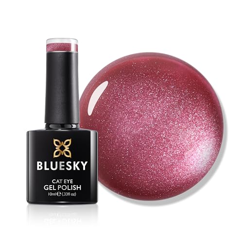 Bluesky Cat Eye Gel Nail Polish 10ml, Rose Quartz - RRC02, Pink Magnetic Nail Polish with Cat Eye Effect for LED UV Lamp, Long-Lasting, Salon & Home Manicures