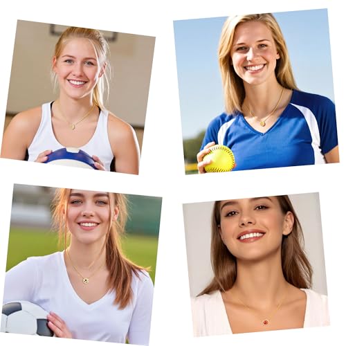 C-leen Softball/Soccer/Volleyball/Basketball Necklace Gifts for Girls Women, 18K Gold Filled Softball/Soccer/Volleyball/Basketball Pendant Necklace Teen Girls Gifts for Girl Women4