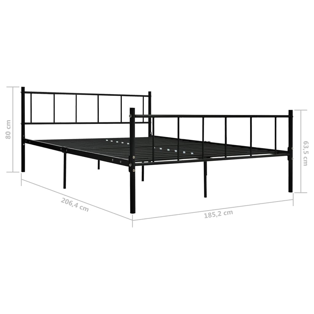 vidaXL Bettgestell Bett Metallbett Schlafzimmerbett Doppelbett Bettrahmen Ehebett Lattenrost Schlafzimmermöbel Schwarz Metall 180x200cm
