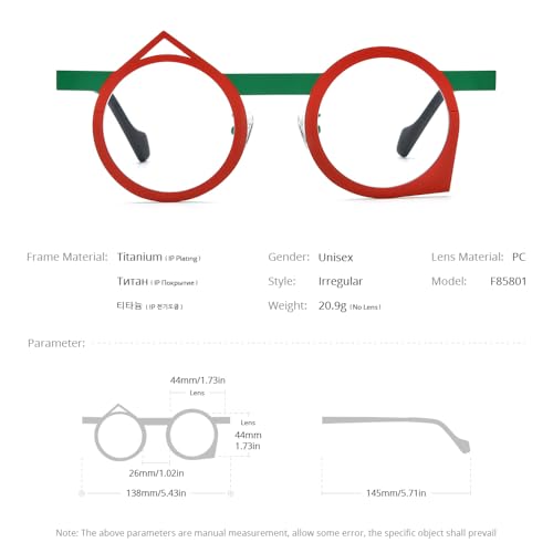 Image of FONEX Colorful Pure Titanium Glasses Frame Women Retro Round Eyeglasses