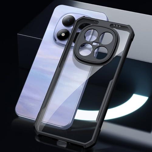Image of NSTAR Shock Proof Clear Protective Back Case for Redmi Note 15 5G | Acrylic Crystal Clear 360 Degree Protection- (PC & TPU, Black Bumper)