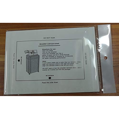 Persistence Lot de 12 feuilles lubrifiantes pour déchiqueteuse de papier portable