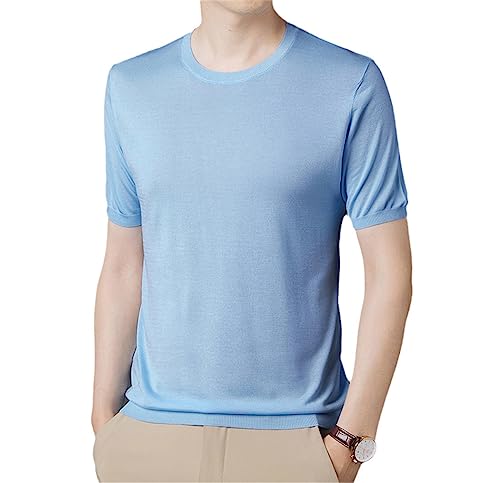 Hauts en soie tricot homme t-shirt respirant effet frais été