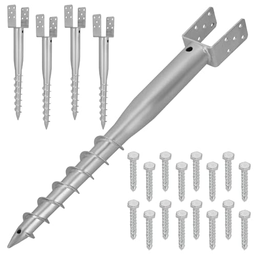 KOTARBAU® 4 supporti per pali a U da avvitare, 80 x 710 mm, in acciaio zincato, manicotto per pali a terra, ancoraggio a terra, ancora, pali in legno, recinzioni da giardino