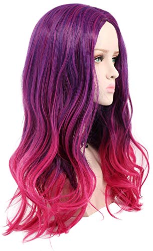 Yuehong Beauty Women's Gradient Purple To Pink Wavy Synthetic Halloween Costume Wigs