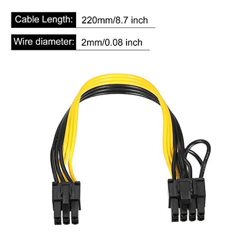 Cable PCIe 6 a 8 pines PATIKIL con conectores robustos para alimentación de GPU de 220 mm 2