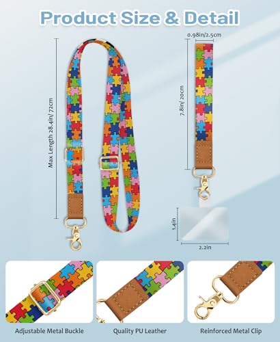 Image of Yonlevres Phone Lanyard Crossbody Strap Wrist Neck Adjustable Women Autism | Cell Phone Lanyard for Travel Cruise Daily, Hands-free, Fit Keys ID Badge, for Full-coverage Phone Case, Accessories, Gifts