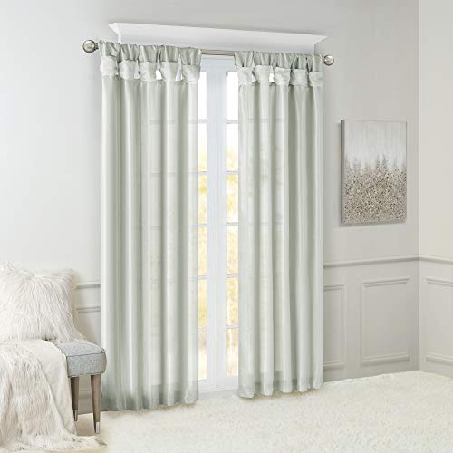 Madison Park Aqua Curtains for Living Room Transitional Fabric Curtains for Bedroom Emilia Solid Window Curtains, 50X95, 1-Panel Pack - Image 2