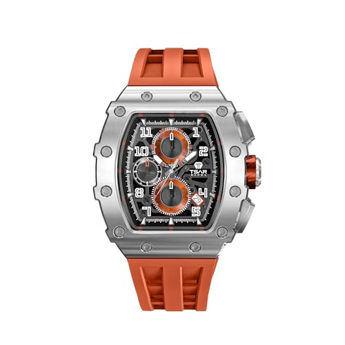 Image of TSAR BOMBA Mens Luxury Watch Watches for Men 50M Waterproof Japanese Quartz Movement Tonneau Stainless Steel Case Sapphire Glass with Chronograph Date Function Cool Unique Fashion Gift