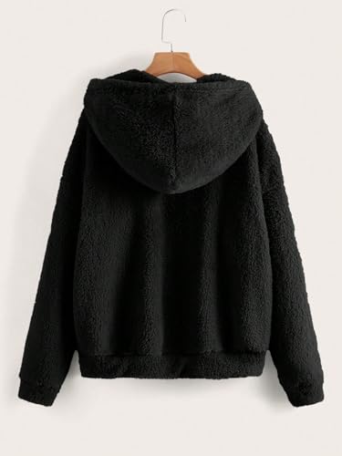 SHENHE Women's Soft Lightweight Warm Coats Zip Up Drawstring Hooded Teddy Jacket2