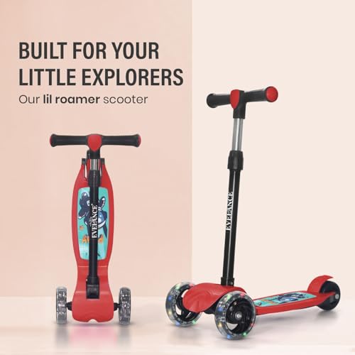 Image of 3 Wheel Kids Road Runner Scooter with Adjustable Height, Foldable Kick Scooter for 3+ Years | Skating Scooter Outdoor Toy for Boys & Girls, Birthday Gift | 50kg Capacity(Red)