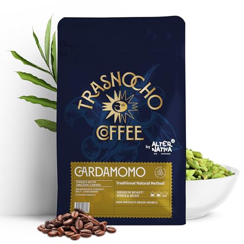 Café Keto en Grano Trasnocho con MCT y Cardamomo – 100% Arábica Orgánico, Energía Limpia y Digestiva, 200g