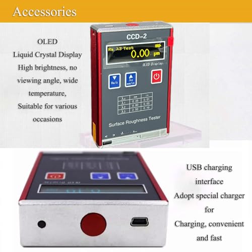 VTSYIQI Digital Surface Roughness Tester Surftest Profilometer Surface Roughness Machine on Metal Non-Metal with Ra 0.05 to 15.0um Rz 0.1 to 50um High-Speed DSP Processor USB