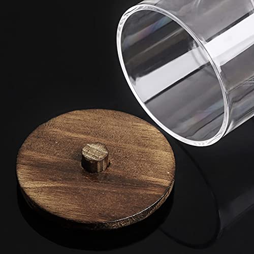 Tbestmax-10-Oz-Cotton-SwabBallPad-Holder-Qtip-Apothecary-Jar-Clear-Bathroom-Containers-Dispenser-for-Storage-3-Pack-Brown-Wood-Lids