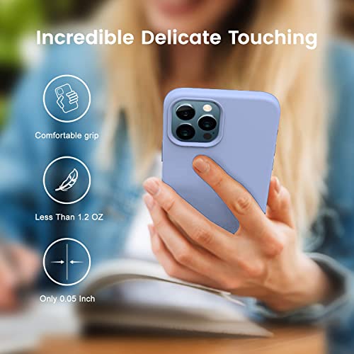 Image of VONZEE Back Cover for iPhone 12 Pro Max Case, Shockproof Slim Camera & Full Body Protection Liquid Silicone TPU Cover with Logo Cut (6.7 Inch) -Lavender Grey
