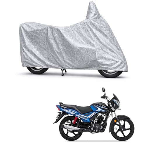 Image of 100% Waterproof Two Wheeler Body Cover Multi Layered Fabric Designed for TVS Star City Plus | Belt Buckle Lock | Silver Mag