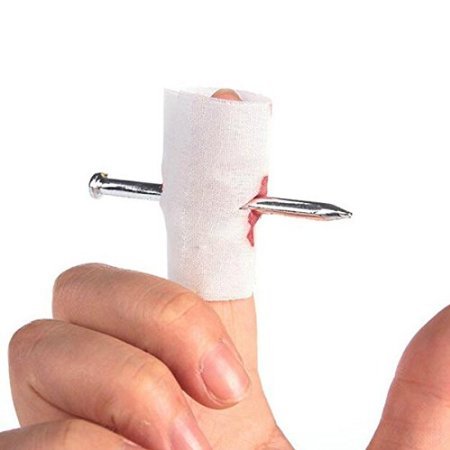 Bloody Prank Joke Toy Fake Nail through Finger Trick Magic Props by DDStore