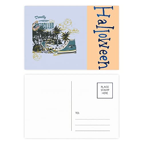 Cartes postales Halloween en toile de cocotier : lot de 20 cartes de correspondance