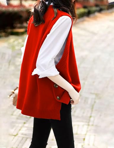 Image of HangNiFang Women's Round Neck Sleeveless Pullover Ribbed Knit Sweater Vest
