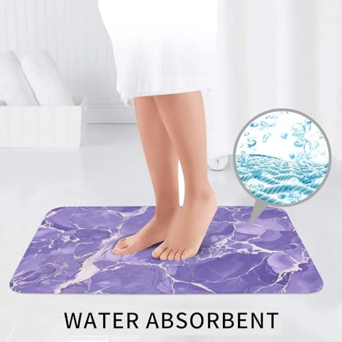 Tapis de sol flanelle marbre violet pour cuisine et entrée