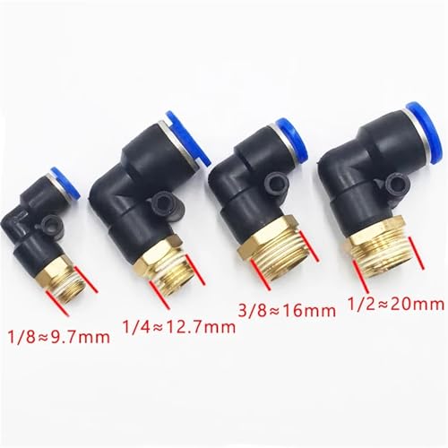 Conectores rápidos para manguera de aire codos PL 6mm de rosca de 5 unidades 6