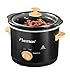 Bestron Slowcooker für 2 Personen, Schongarer mit Keramikpfanne & Glasdeckel, 3 Stufen-Thermostat, ideal für viele Gerichte wie Fleisch, Suppen & Gemüse, 1.5 Liter, Black & Wood, Farbe: Schwarz/Holz