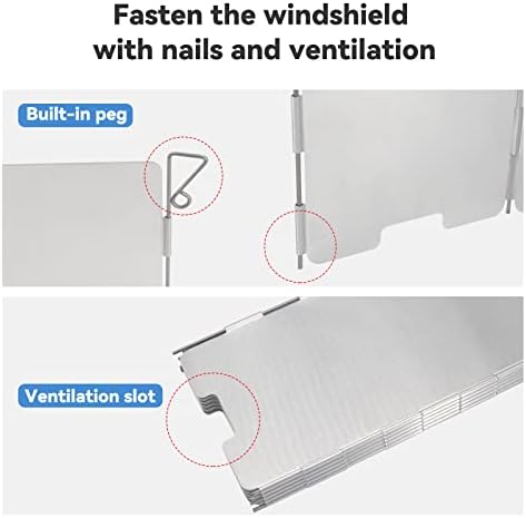 Folding Stove Windscreen 10 Plates Aluminum with Carrying Bag,Camping Stove Windshield Foldable Outdoor Camping Cooker Wind Screen Gas Stove Windshield for Camping,Hiking,Picnic,Cooking