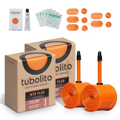 Tubolito MTB Plus - Tubo interior de TPU de 29 x 2.5 a 3 pulgadas, paquete de 2 + kit de reparación Flix, tubo de bicicleta de montaña de alto rendimiento, tubo MTB más ligero y pequeño del mundo,