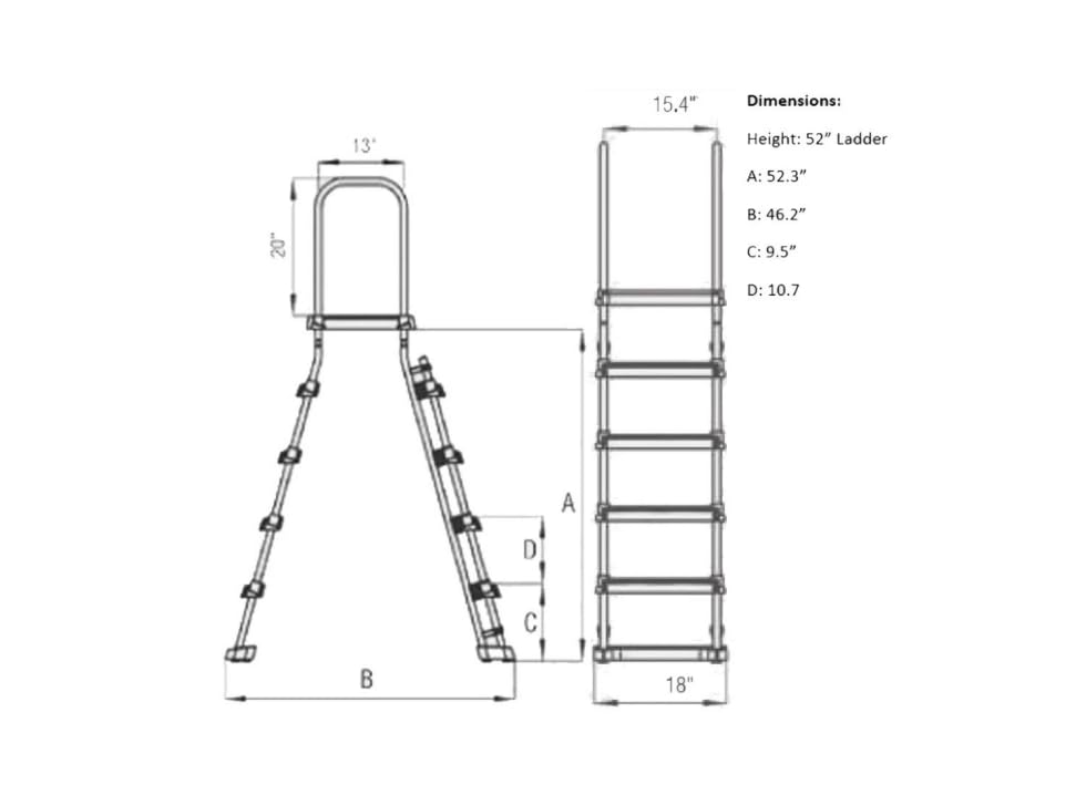Escalera A-Frame de 52 pulgadas para piscinas miniatura 2