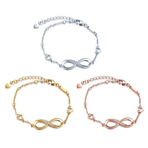 Fashion Unendlichkeit Symbol Damen Armband, 925 Sterling Silber zirkonia Armkette, Verstellbar Herz-Armband, Weihnachten Geburtstag geschenk Cover
