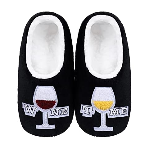 ZYZX Funny Slipper Socks Ladies/Super Soft Cozy Fuzzy Ballet Sofe Sole Slippers/Wine Series fleece lined Non Slip Fluffy Bed Socks Cover