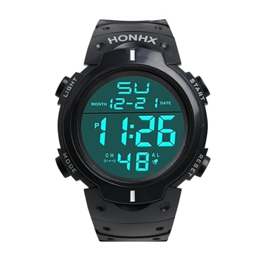 NGUIT Relojes digitales para hombre con retroiluminación LED, alarma, fecha, semana, cronómetro, reloj de pulsera militar para hombre, reloj de árbitro digital negro, reloj de árbitro de fútbol,