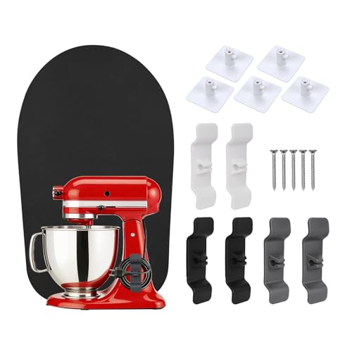3-in-1 Organizer Set for KitchenAid 4.5-5.5 Quart Tilt-Head Stand Mixers Artisan & Classic Series by MMOBIEL 12 PCS Including 5x Attachment Holders 6x Cable Organizers & 1x Easy Sliding Mat
