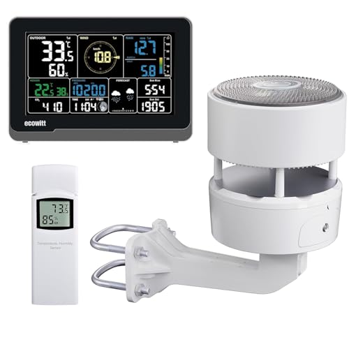 ECOWITT Weather Station WS3912, Includes WS3910 7.5'' LCD Display with CO2 Sensor, and WS85 (Solar Panel/Rain Gauge/Wind Speed/Direction Sensors), and WN32 Outdoor Temperature-Humidity Sensor, 433 MHz