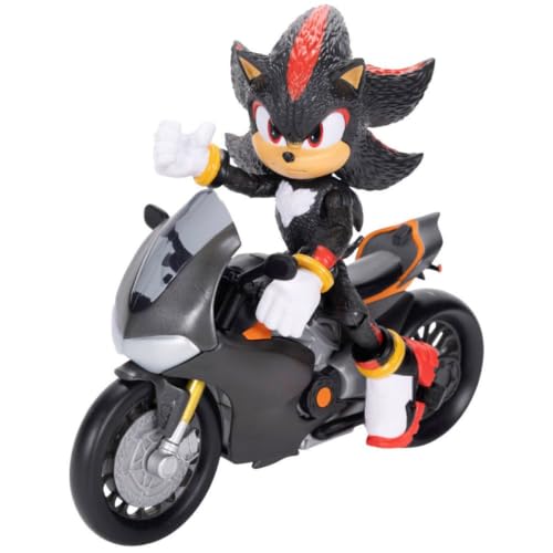 Sonic 3 der Film Shadow-Figur, 15 cm, beweglich, inklusive Shadow-Mobile von Jakks Pacific, Akustisch, Schwarz