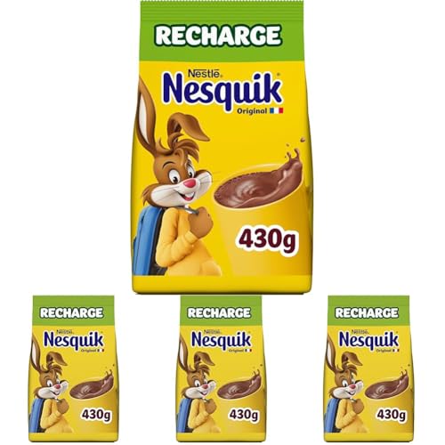 Nesquik - Chocolat en Poudre, Eco-Recharge - 430g (L'emballage peut varier) (Lot de 4) Nesquik - Chocolat en Poudre, Eco-Recharge - 430g (L'emballage peut varier) (Lot de 4)