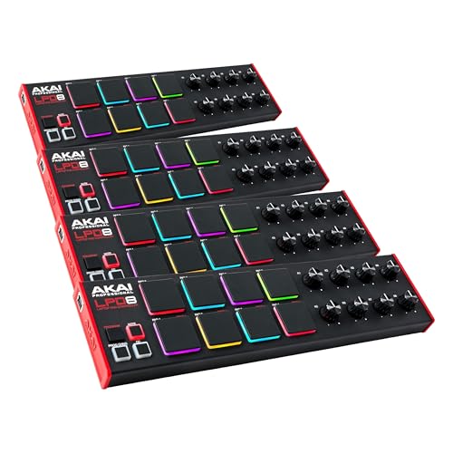 Image of Akai Professional LPD8 - USB MIDI Controller with 8 Responsive RGB MPC Drum Pads for Mac and PC, 8 Assignable Knobs and Music Production Software, Compact (Pack of 4)