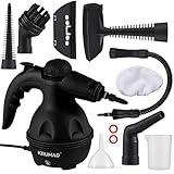 KRUMAD Dampfreiniger Handgerät 1000W - Tragbarer Steam Cleaner mit 9 Aufsätzen - Chemiefreie Reinigung für Bad, Küche, Fenster, Polster und Auto - 220-240V - Handdampfreiniger für Haushalt