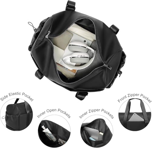 Sac de gym noir classique grand format avec compartiments pour chaussures - 2