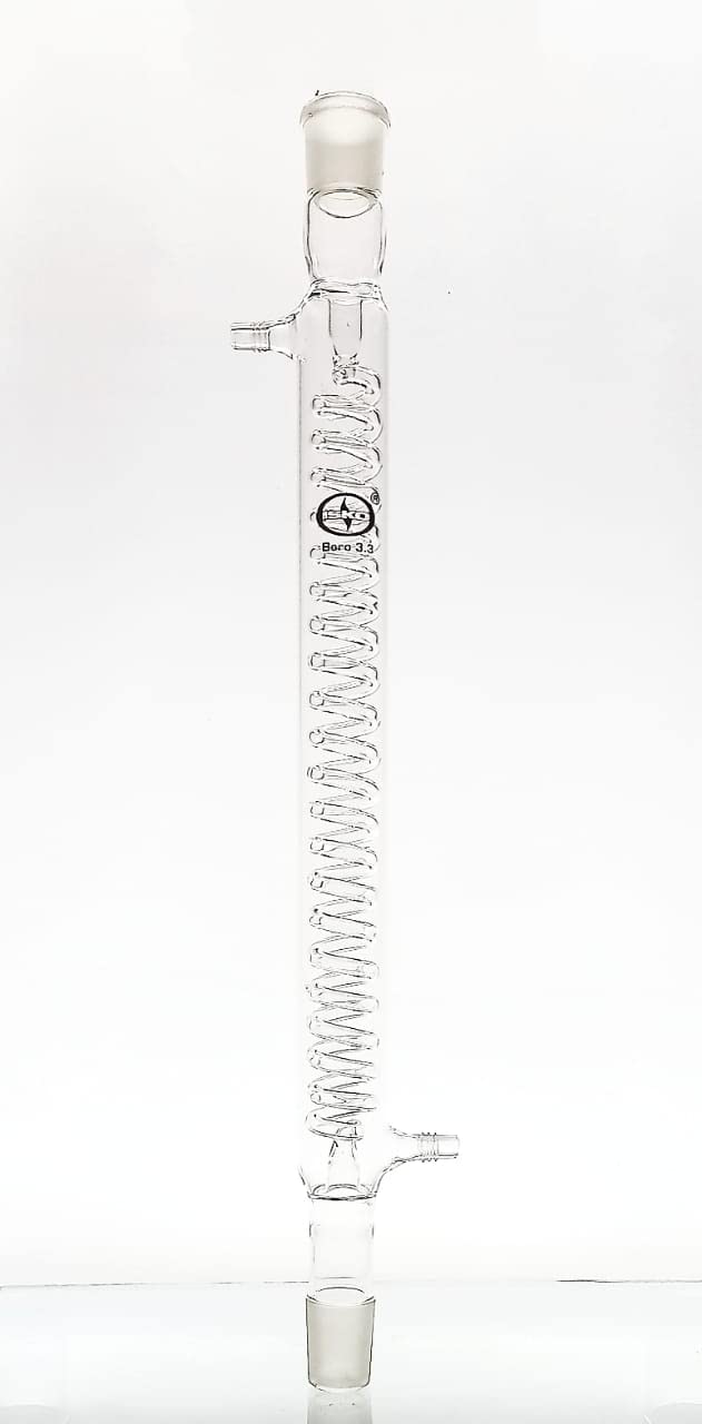 ISKO® Graham Condenser, Borosilicate Glass 3.3, Coil Condenser Glass Heat Exchanger, Lab Glassware (400mm)