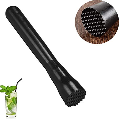 (1-PC) Poly Black Bar Muddler Netted Head Professional Drink Muddler Bartender Tool