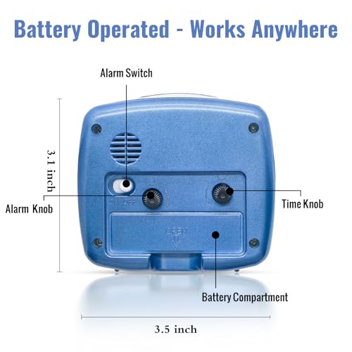 Image of Lamisola Analog Travel Alarm Clock for Bedroom, Small Desk Clock Blue | Retro Battery Clock for Bathroom Shelf Table Bedside, Night Light Silent Snooze Clear Display for Kids Senoirs Teens