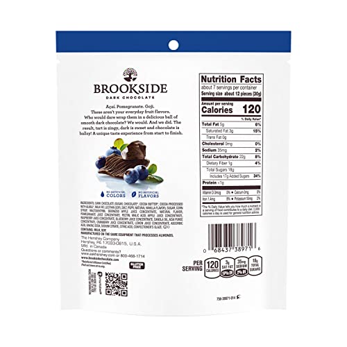 Brookside Dark Chocolate With Acai And Blueberry Flavors Chewy Center, Resealable Bag, Candy Resealable Bag, 7 Oz #TOP1