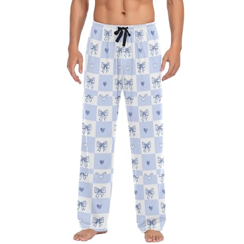 Men's Cute Bows Pajama Pants with Elastic Waistband | Soft Lounge Sleepwear | Breathable Sleep Pants for Home（967）