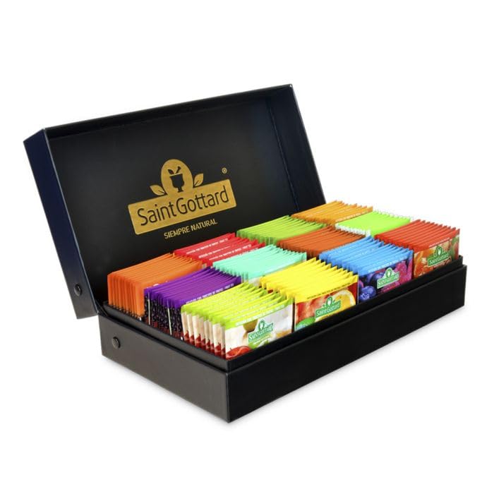Saint Gottard Caja de té surtida prémium (120 unidades) - Siempre natural - Sin cafeína, vegano, kosher