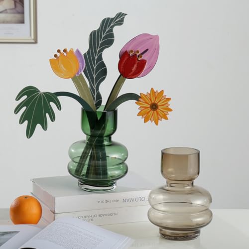Vase élégant de style nordique KICHOUSE en verre transparent avec fond épais pour fleurs