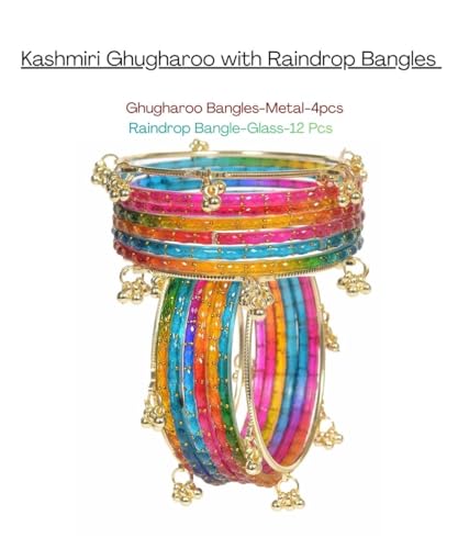 Image of Swara Creations Kashmiri Ghungroo glass Bangles set | Viral Raindrop Multi Set for Women and Girls | Set of 16 Pcs (SKU415)