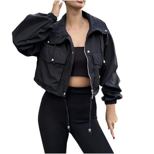 Juniors Long Sleeve Jackets Outfit for Women Loose Fit Hooded Plain Winter Fall Jacket 2025 Y2K