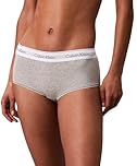 Calvin Klein Women’s Hipster Boy Shorts with Logo Waistband, Grey (Grey Heather), M