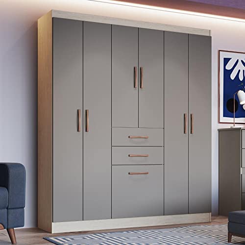 Guarda Roupas Casal 7 Portas 2 Gavetas Cancun 7000 Móveis Doripel Crema/Fumê